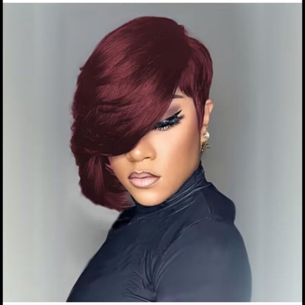 Short Layered Pixie Cut Human Hair Wig with Bangs Glueless Chic Thick Full Wear